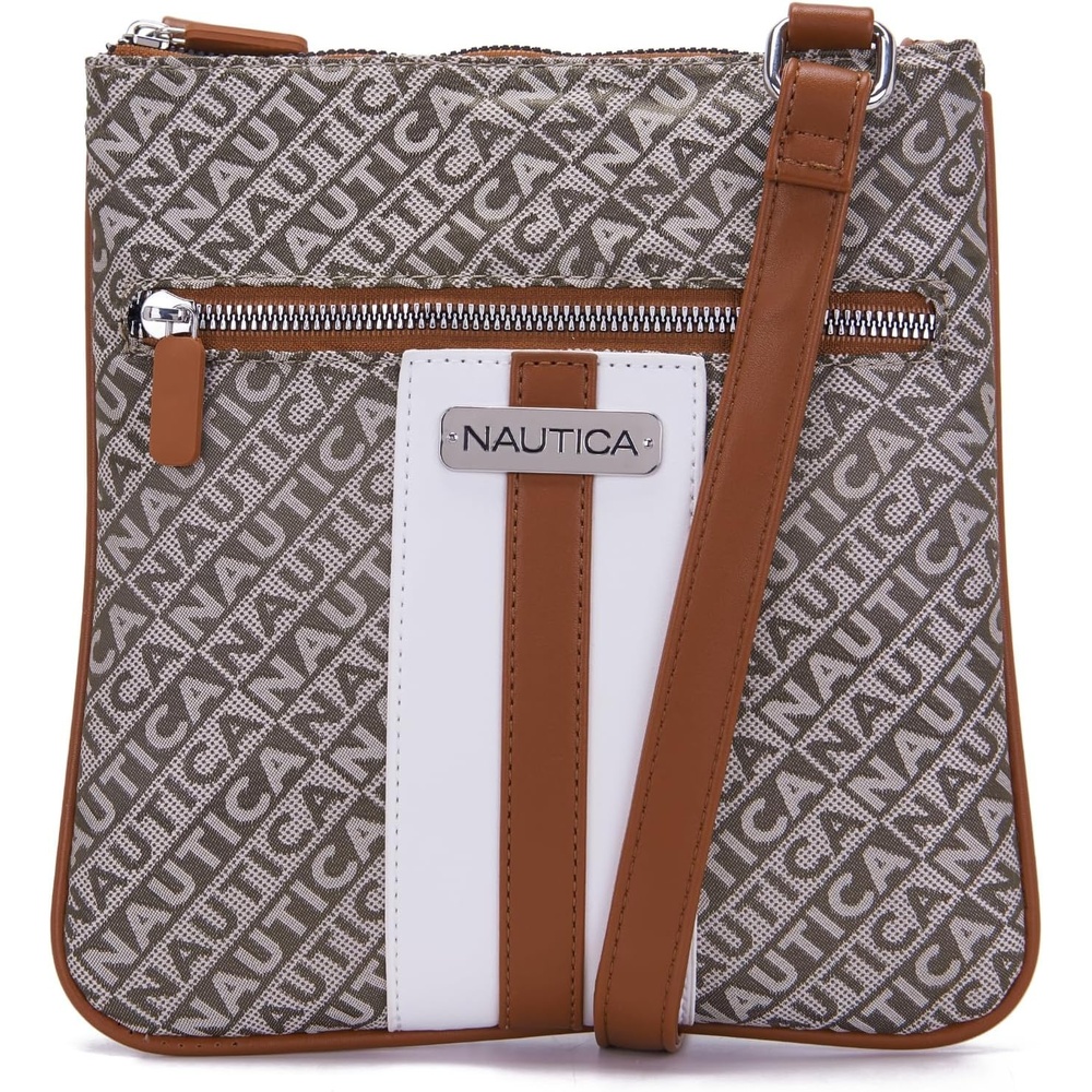image:imageNautica Womens Lakeside Signature North South Crossbody BagKhaki