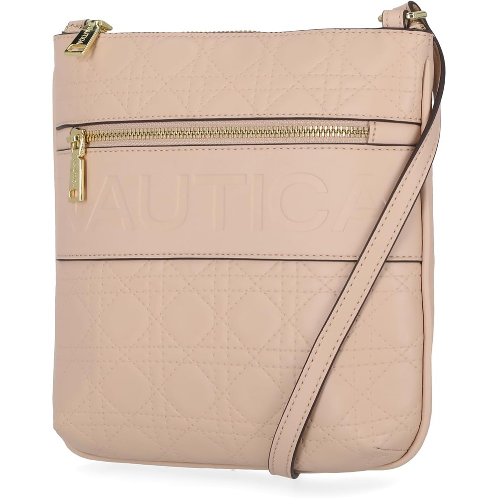 image:imageNautica Womens Lakeside Signature North South Crossbody BagNude Lattice Quilt