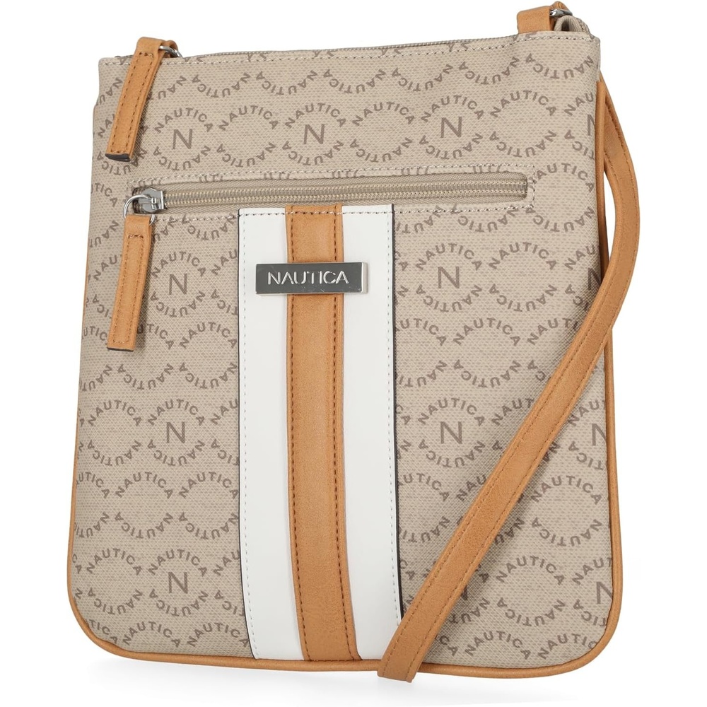 image:imageNautica Womens Lakeside Signature North South Crossbody BagPorthole Khaki