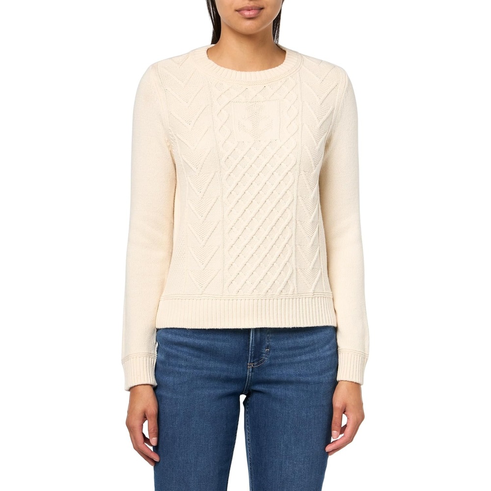 image:imageNautica Womens Long Sleeve Anchor Crewneck SweaterWhite Swan