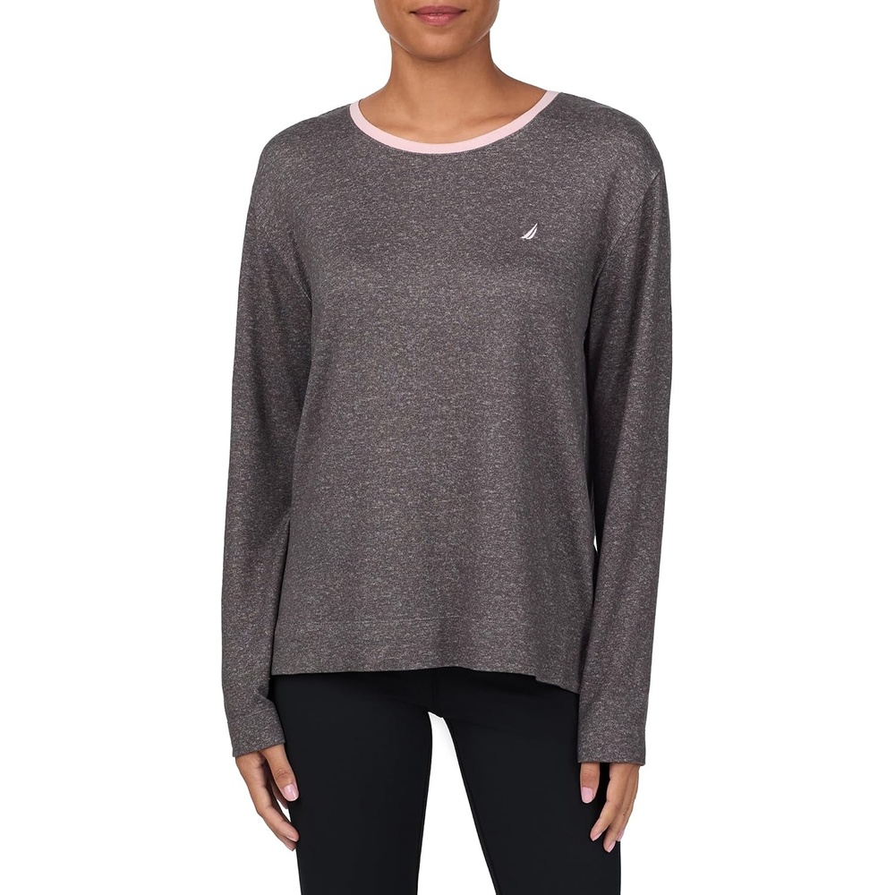 image:imageNautica Womens Long Sleeve Crewneck Pajama Top Lightweight Soft and Cozy PJ Shirt Sweater Knit Sleepwear amp LoungewearGrey Heather