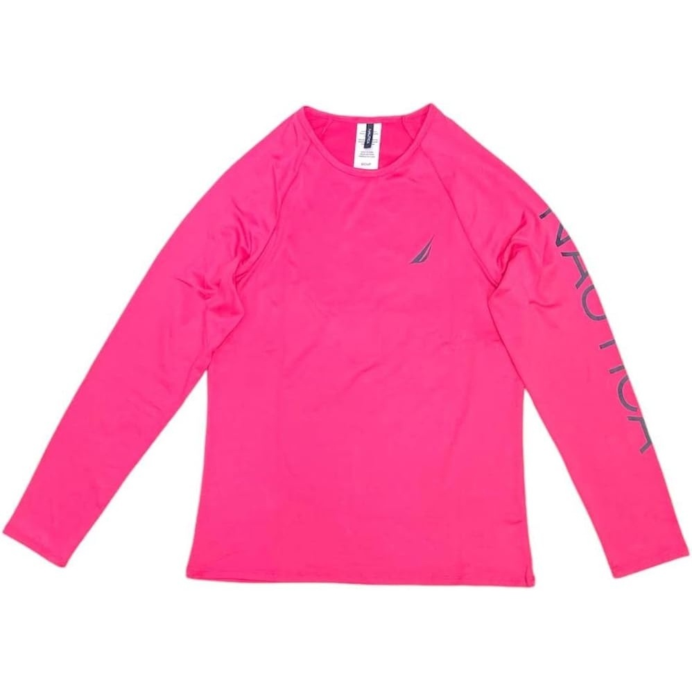 image:imageNautica Womens Long Sleeve Rashguard QuickDry UPF Protection Swim Shirt Pool Beach Hiking Yoga VolleyballSolid Pink