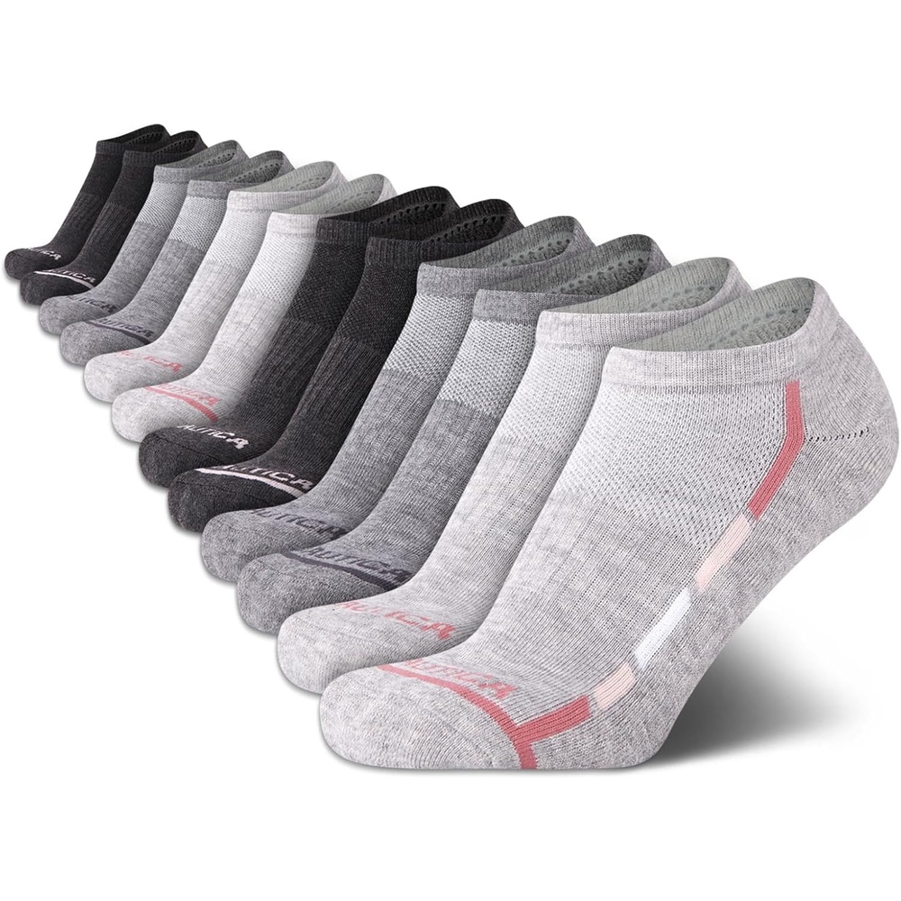 image:imageNautica Womens Low Cut Socks 12 Pack Moisture Wicking Cushioned Athletic No Show Socks for WomenGrey Assorted