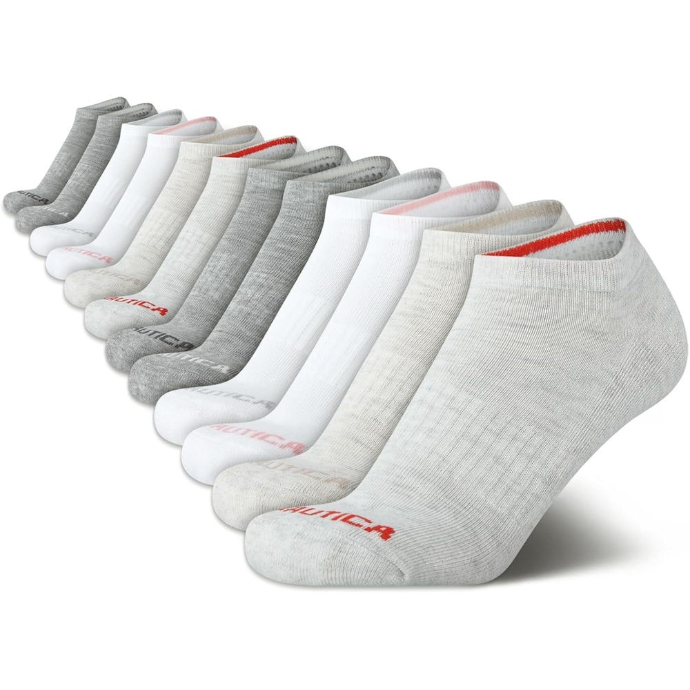 image:imageNautica Womens Low Cut Socks 12 Pack Moisture Wicking Cushioned Athletic No Show Socks for WomenOatmeal Heather Assorted