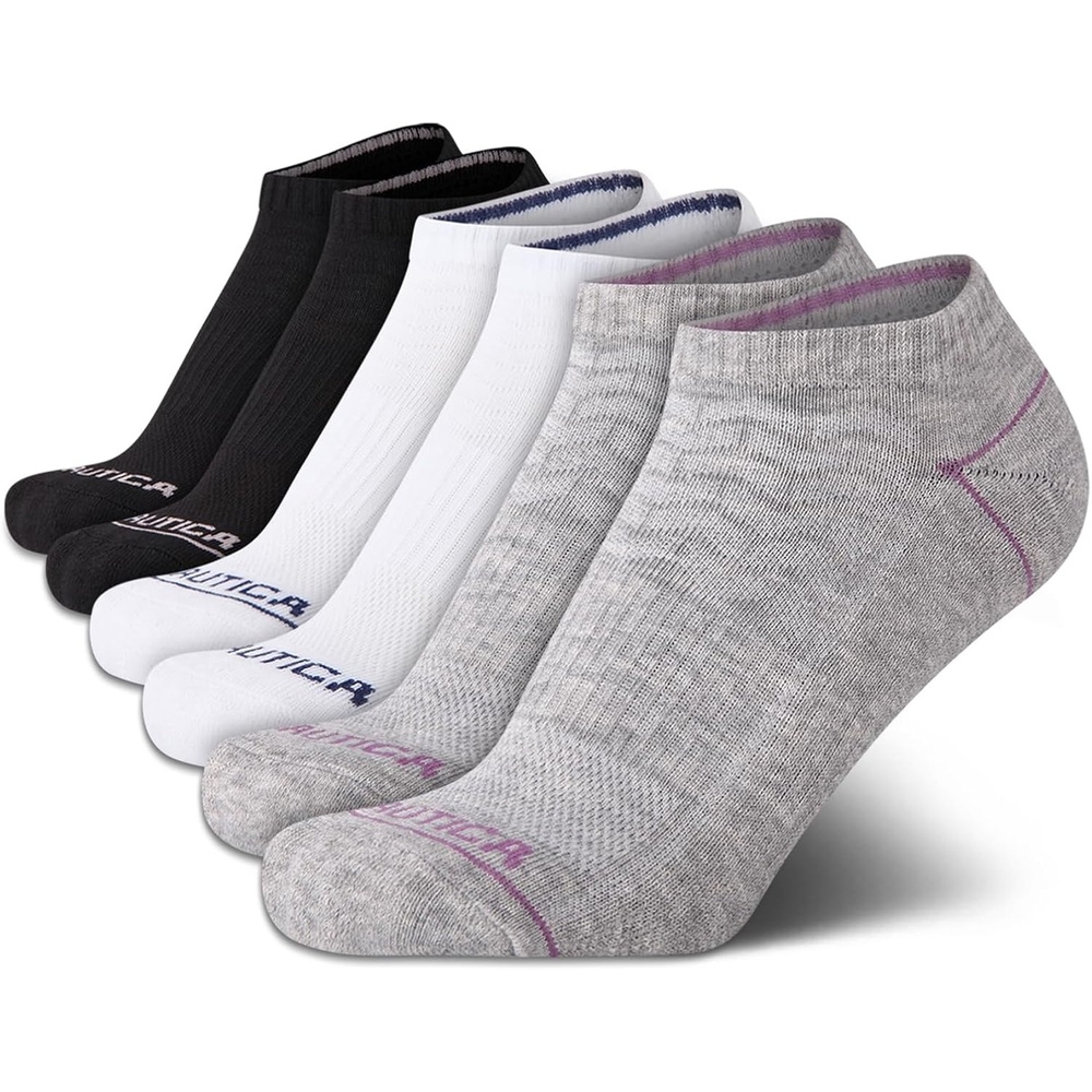image:imageNautica Womens Low Cut Socks 6 Pack Breathable Mesh Cushioned Athletic Performance No Show Socks for WomenAssorted