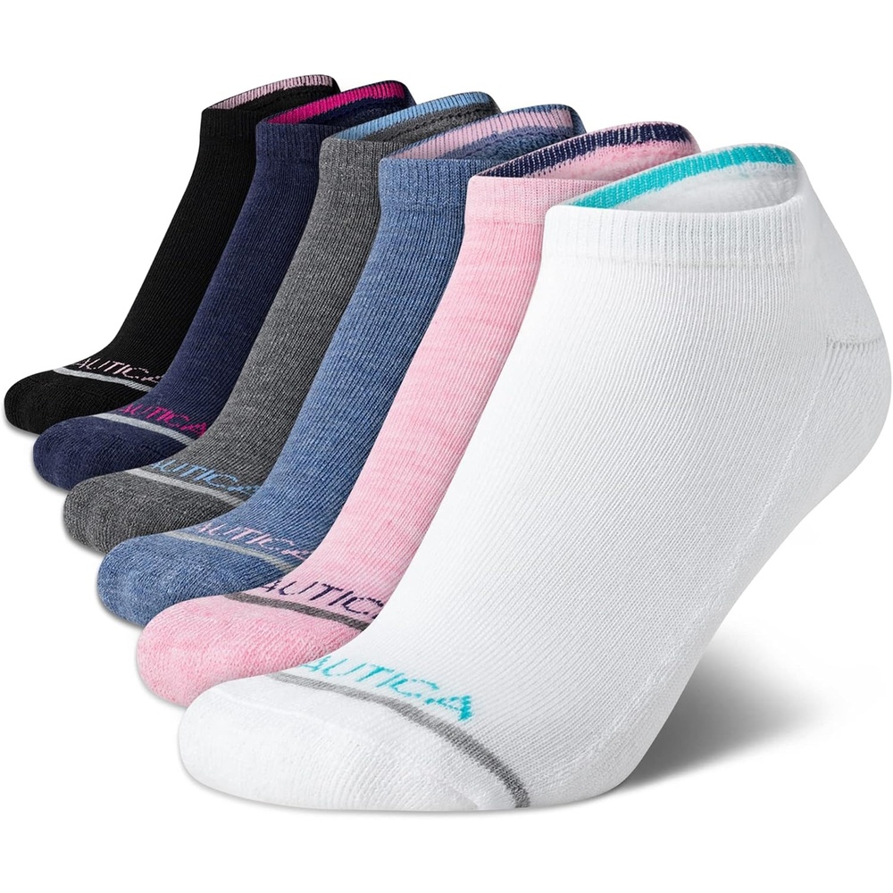 image:imageNautica Womens Low Cut Socks 6 Pack Breathable Mesh Cushioned Athletic Performance No Show Socks for WomenPink Assorted