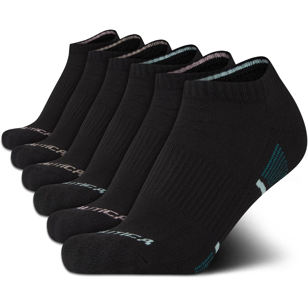 image:imageNautica Womens Low Cut Socks 6 Pack Soft Stretch Breathable Mesh Cushioned Athletic Performance No Show Socks for WomenBlack