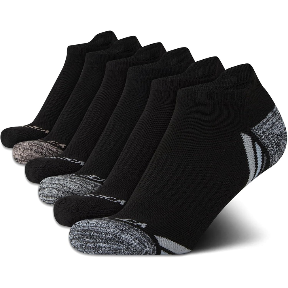 image:imageNautica Womens Low Cut Socks 6 Pack Soft Stretch Breathable Mesh Cushioned Athletic Performance No Show Socks for WomenBlack Tab