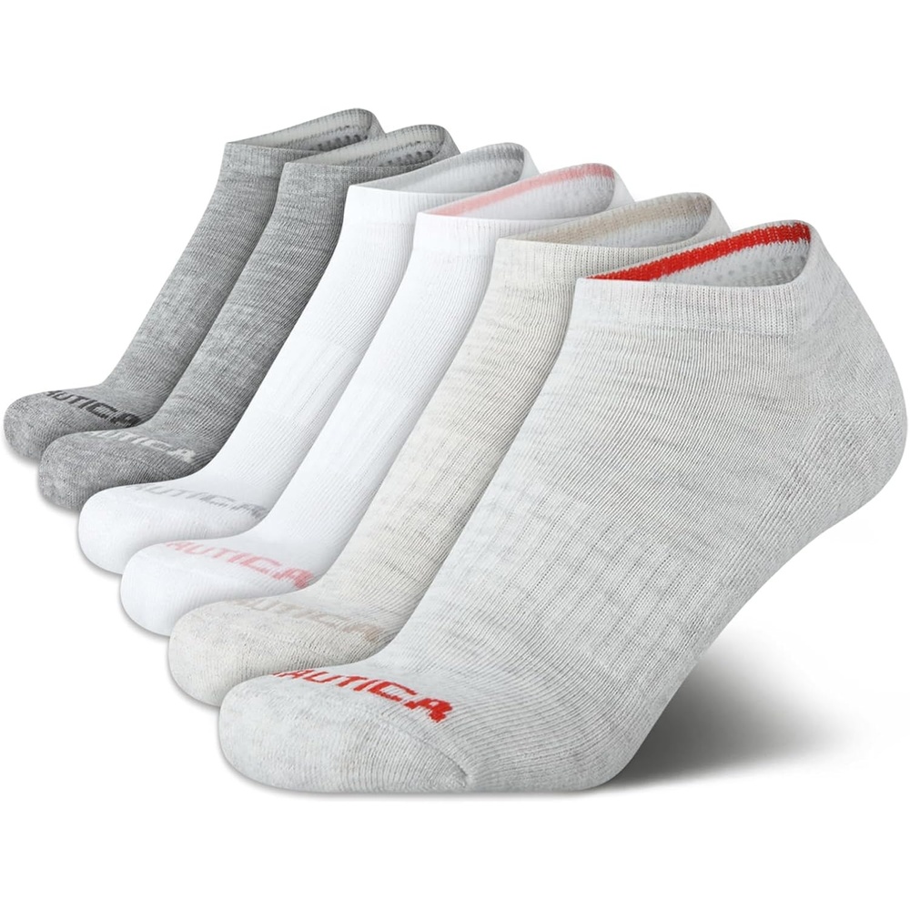 image:imageNautica Womens Low Cut Socks 6 Pack Soft Stretch Breathable Mesh Cushioned Athletic Performance No Show Socks for WomenOatmeal Heather Assorted