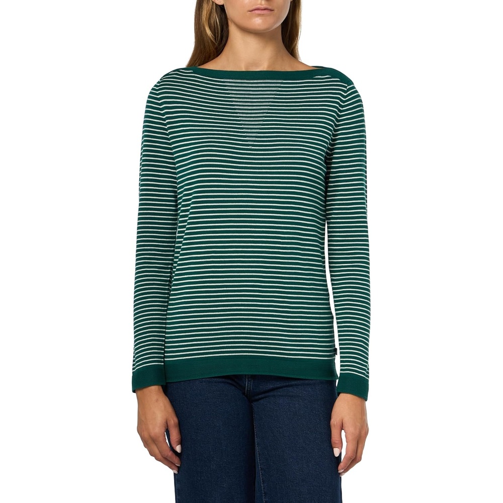 image:imageNautica Womens Mariner Stripe Pullover Boatneck Long SleeveForest Multi