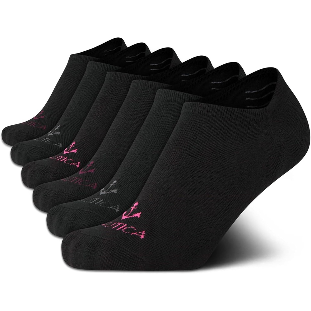 image:imageNautica Womens No Show Socks 6 Pack Soft Stretch Performance Athletic No Show Liner Socks for Women with Non Slip GripBlack