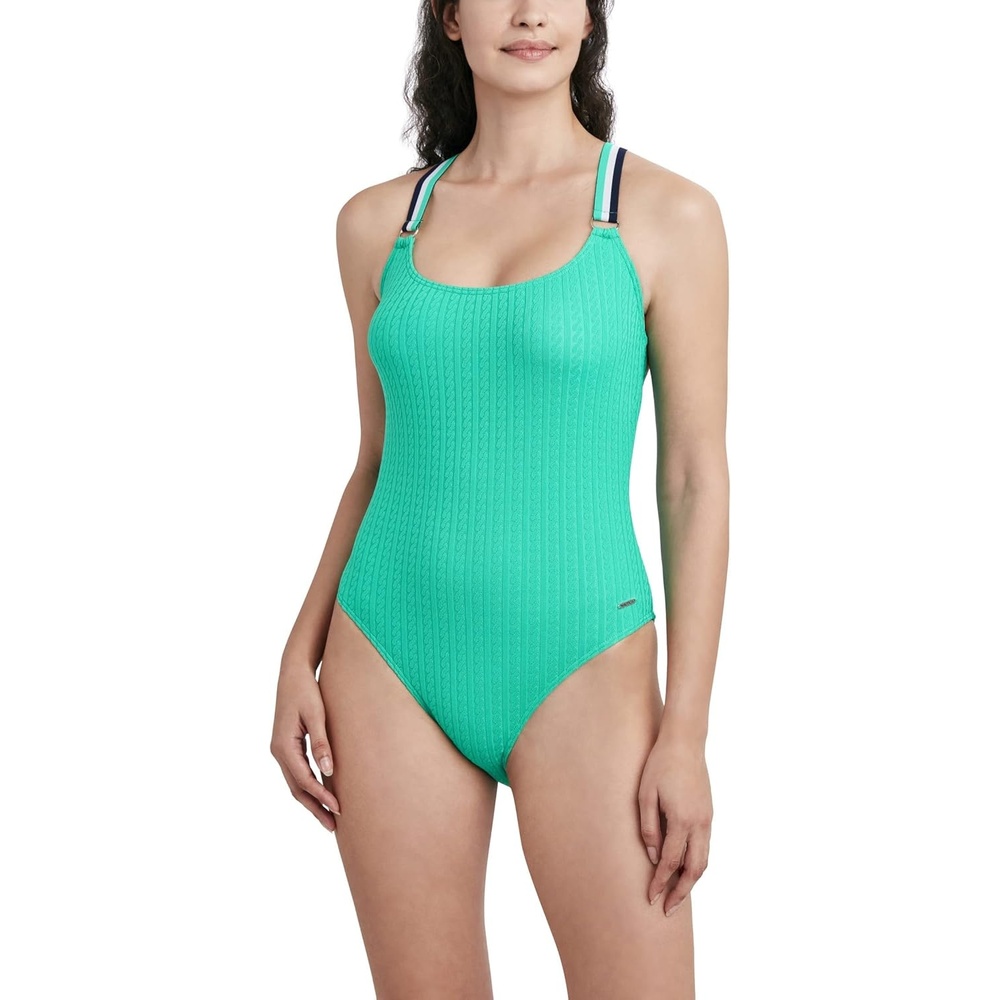image:imageNautica Womens OnePiece Swimsuit Slimming Tummy Control Bathing Suit QuickDry Fabric Bikini SwimsuitSolid Green