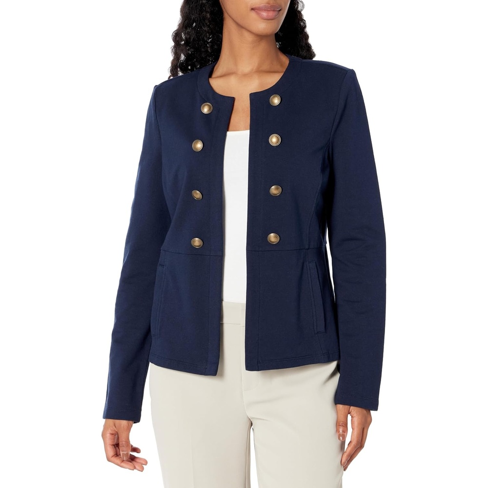 image:imageNautica Womens Open Front Knit Captains Jacket JacketBlue