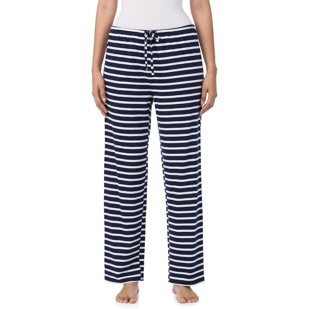 image:imageNautica Womens Pajama Pants Lightweight Wide Leg Lounge Pants Cotton Knit Jersey Sleepwear Loungewear PJs for WomenNavy Stripe