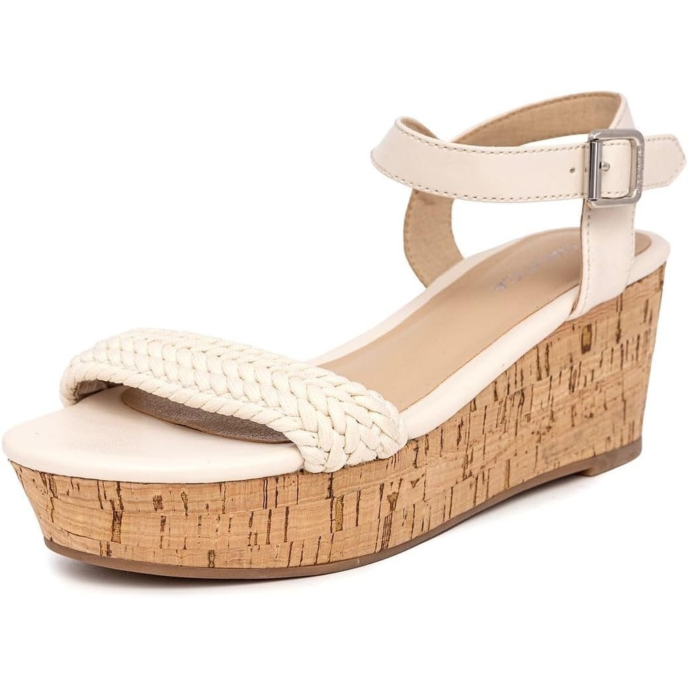 image:imageNautica Womens Platform Wedge Sandals Fashion Ankle Strap Lightweight Cushioned Casual Beach Sandal Lightweight amp ComfortableCream