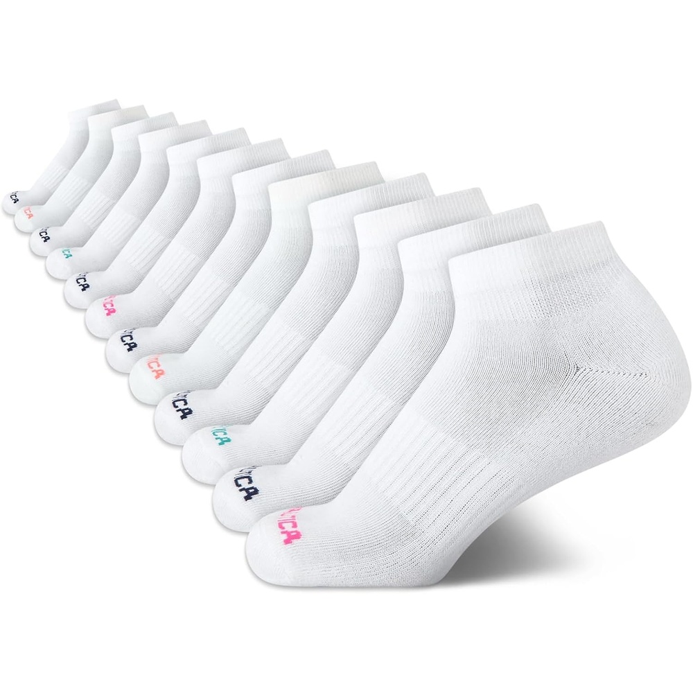 image:imageNautica Womens Quarter Cut Moisture Control Athletic Socks with Cushioned Comfort 12 PackBright White