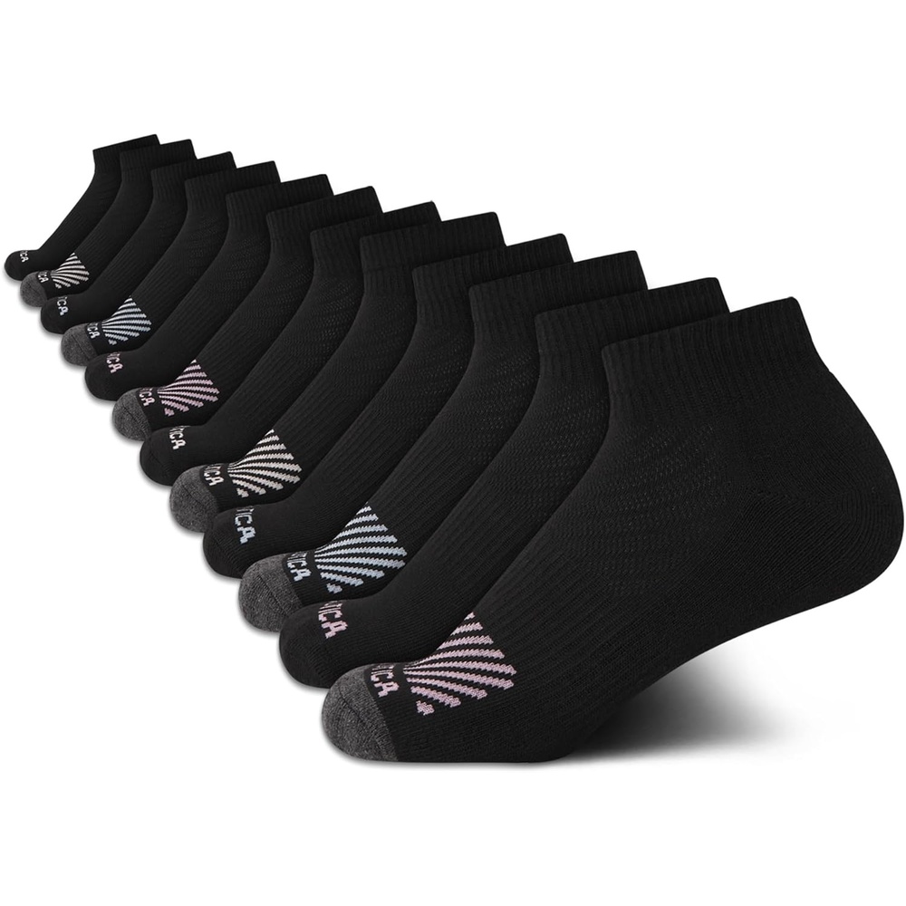 image:imageNautica Womens Quarter Socks 12 Pack Moisture Control Cushioned Athletic Socks for Women for Sport amp Gym Wear Size 410Black Logo