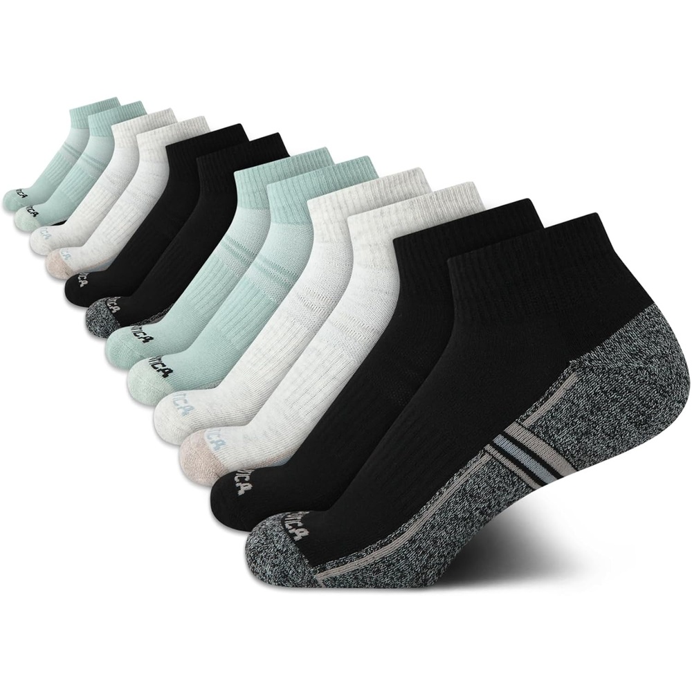 image:imageNautica Womens Quarter Socks 12 Pack Moisture Control Cushioned Athletic Socks for Women for Sport amp Gym Wear Size 410BlackOatmealGreen