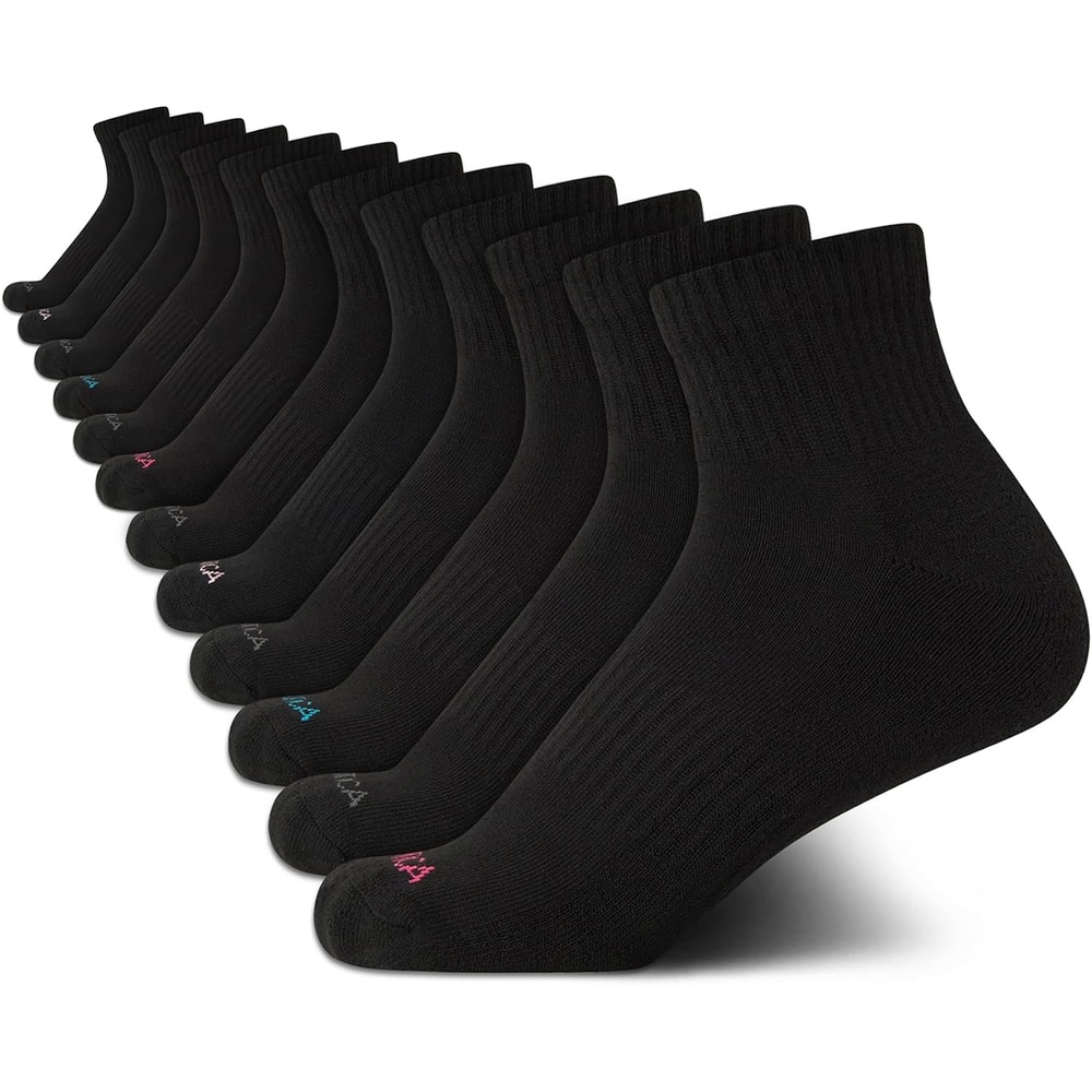 image:imageNautica Womens Quarter Socks 12 Pack Moisture Control Cushioned Athletic Socks for Women for Sport amp Gym Wear Size 410High Quarter Black
