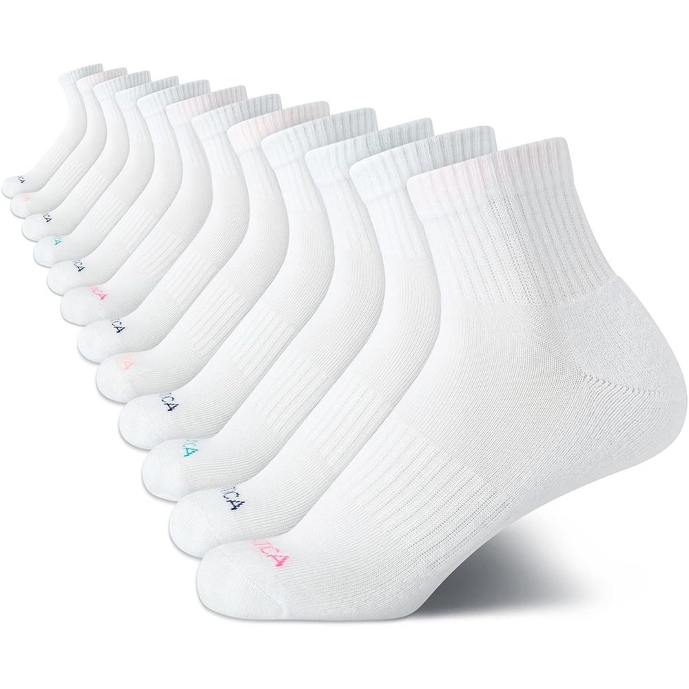 image:imageNautica Womens Quarter Socks  12 Pack Moisture Control Cushioned Athletic Socks for Women for Sport amp Gym Wear Size 410High Quarter White