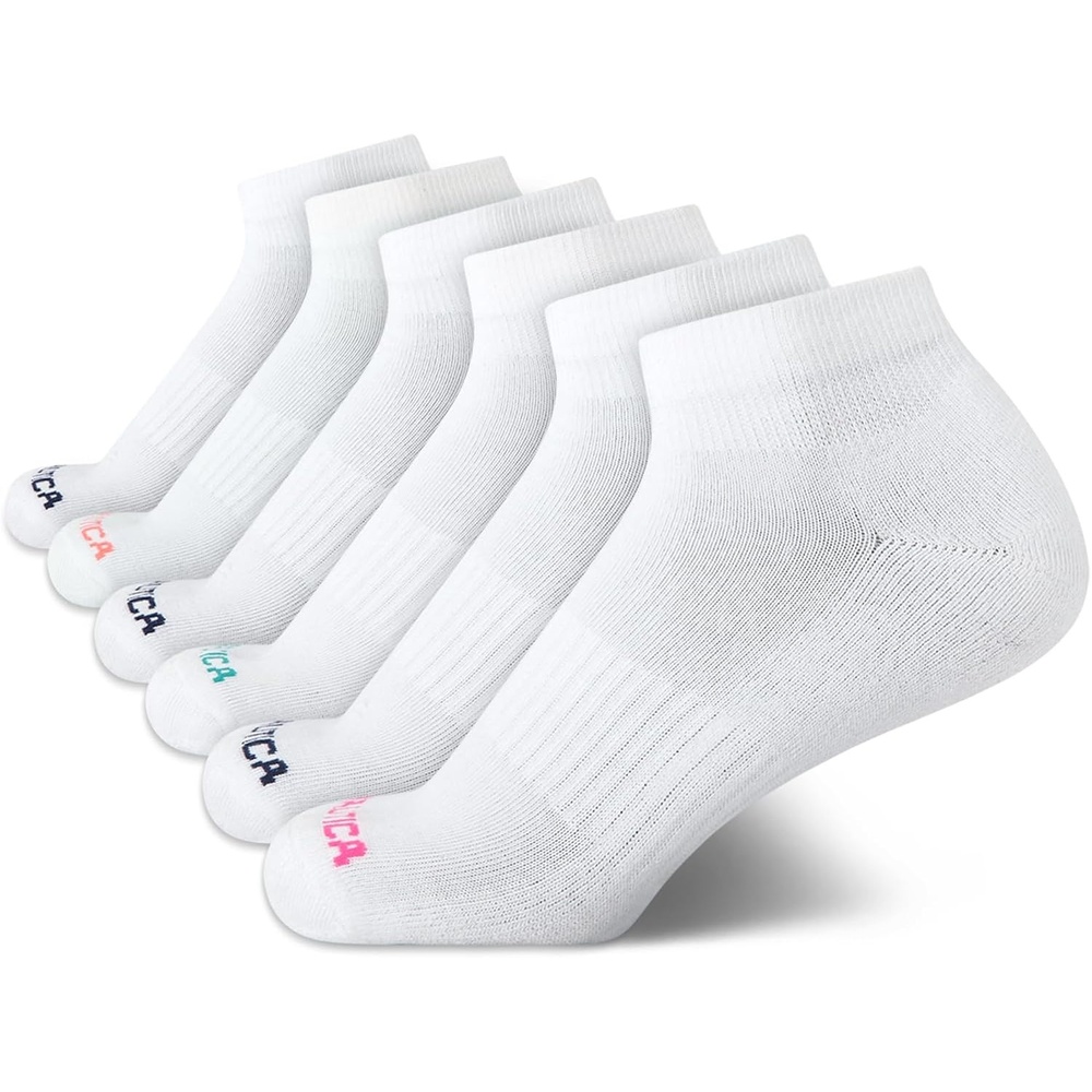 image:imageNautica Womens Quarter Socks 6 Pack Cushioned Athletic Performance Breathable Mesh Womens Ankle Socks Sizes 410Bright White