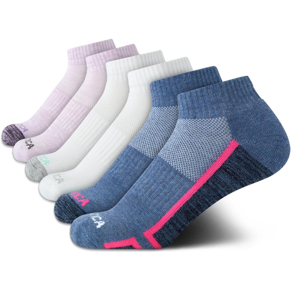 image:imageNautica Womens Quarter Socks  6 Pack Cushioned Athletic Performance Breathable Mesh Womens Ankle Socks Sizes 410Denim Assorted