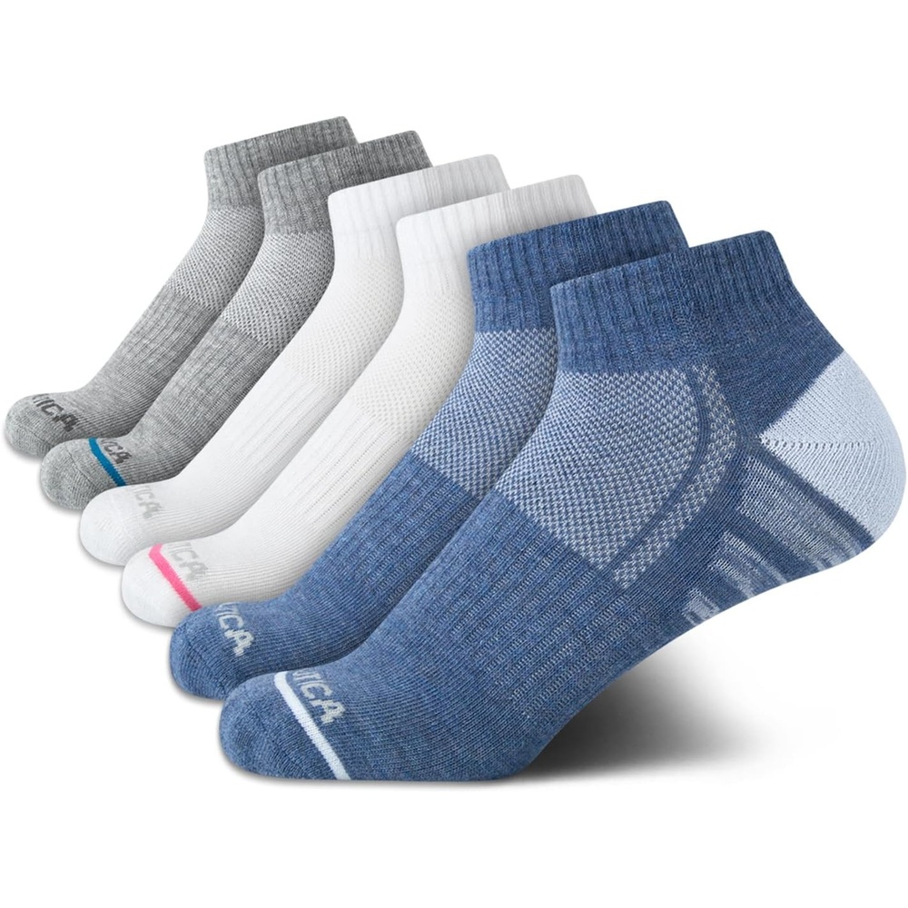 image:imageNautica Womens Quarter Socks 6 Pack Cushioned Moisture Wicking Athletic Quarter Socks for WomenDenim Assorted