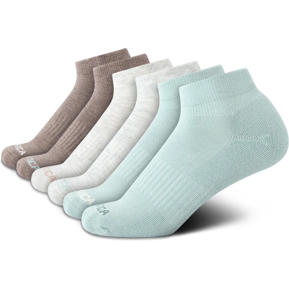 image:imageNautica Womens Quarter Socks 6 Pack Cushioned Moisture Wicking Athletic Quarter Socks for WomenGreen Assorted