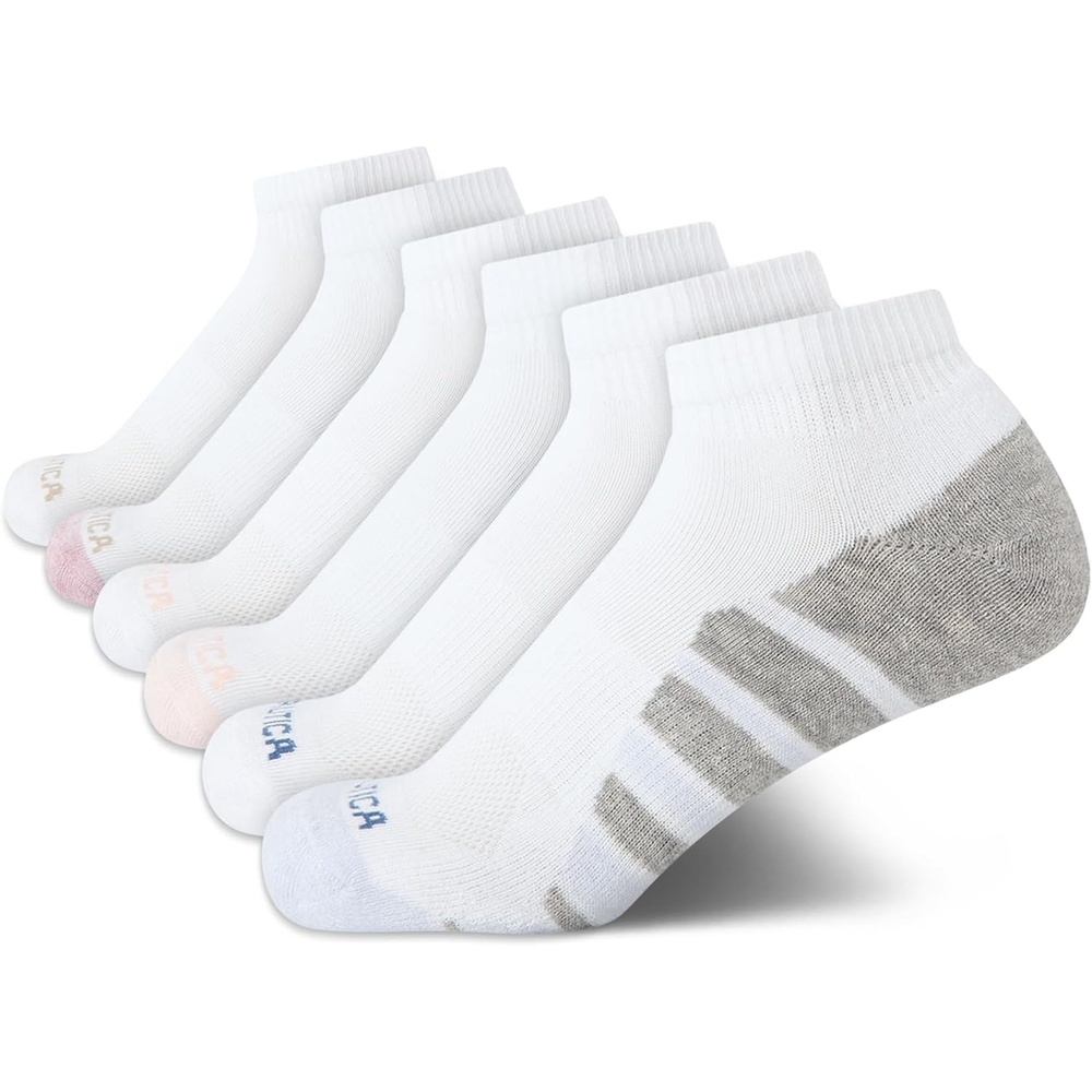 image:imageNautica Womens Quarter Socks 6 Pack Cushioned Moisture Wicking Athletic Quarter Socks for WomenWhite Logo