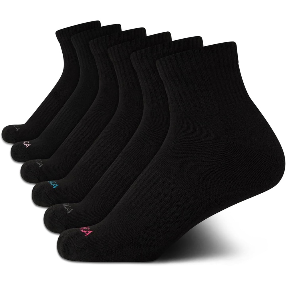 image:imageNautica Womens Quarter Socks  6 Pack Cushioned Moisture Wicking Athletic Socks for Women for Gym Running Sports 410Black