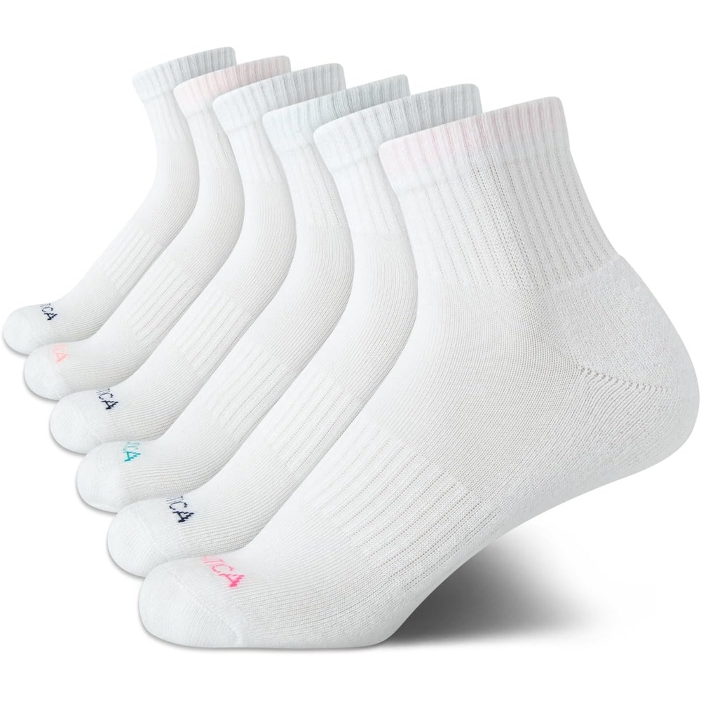 image:imageNautica Womens Quarter Socks 6 Pack Cushioned Moisture Wicking Athletic Socks for Women for Gym Running Sports 410White