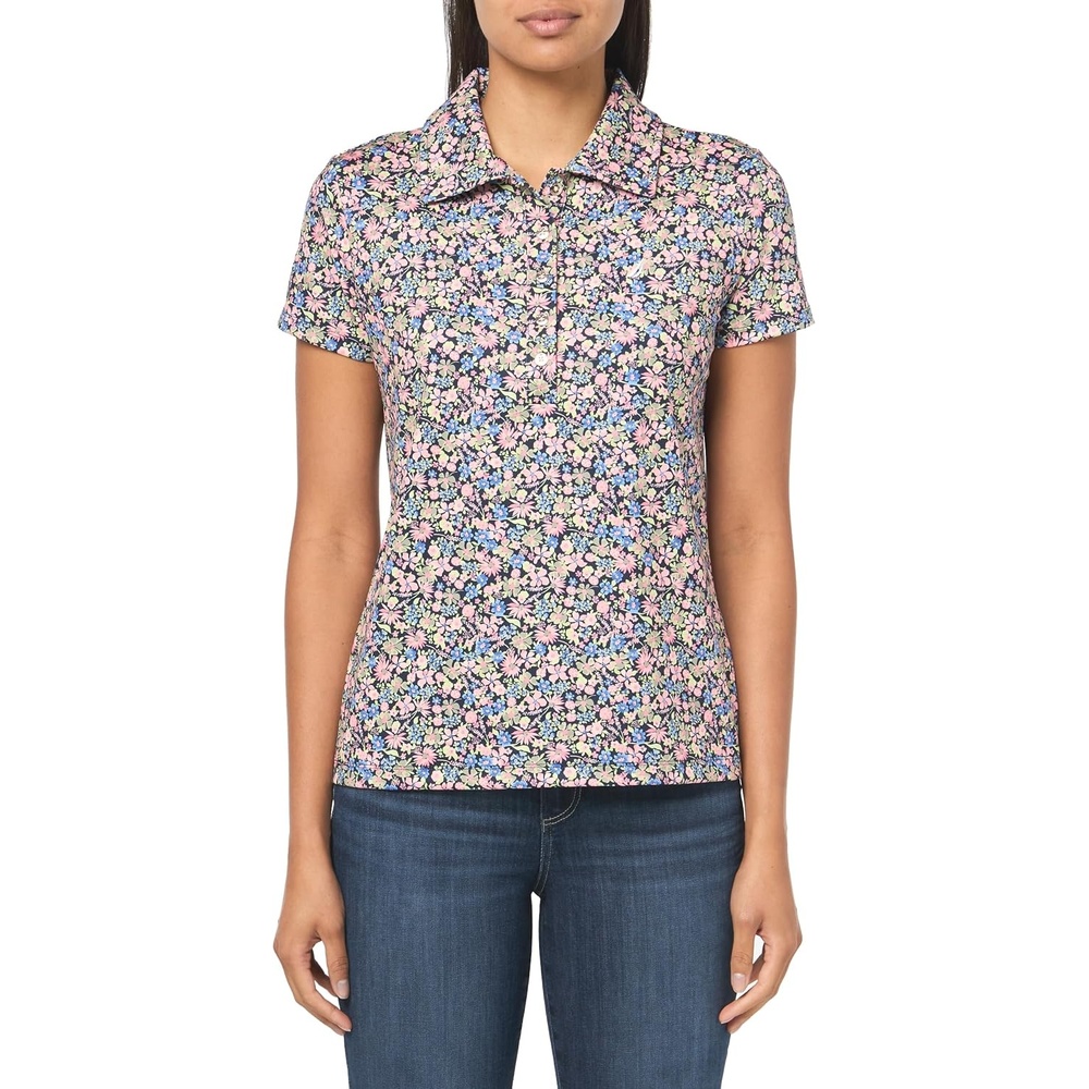 image:imageNautica Womens Short Sleeve Collared Cotton Interlock Soft Touch PoloConfetti Multi