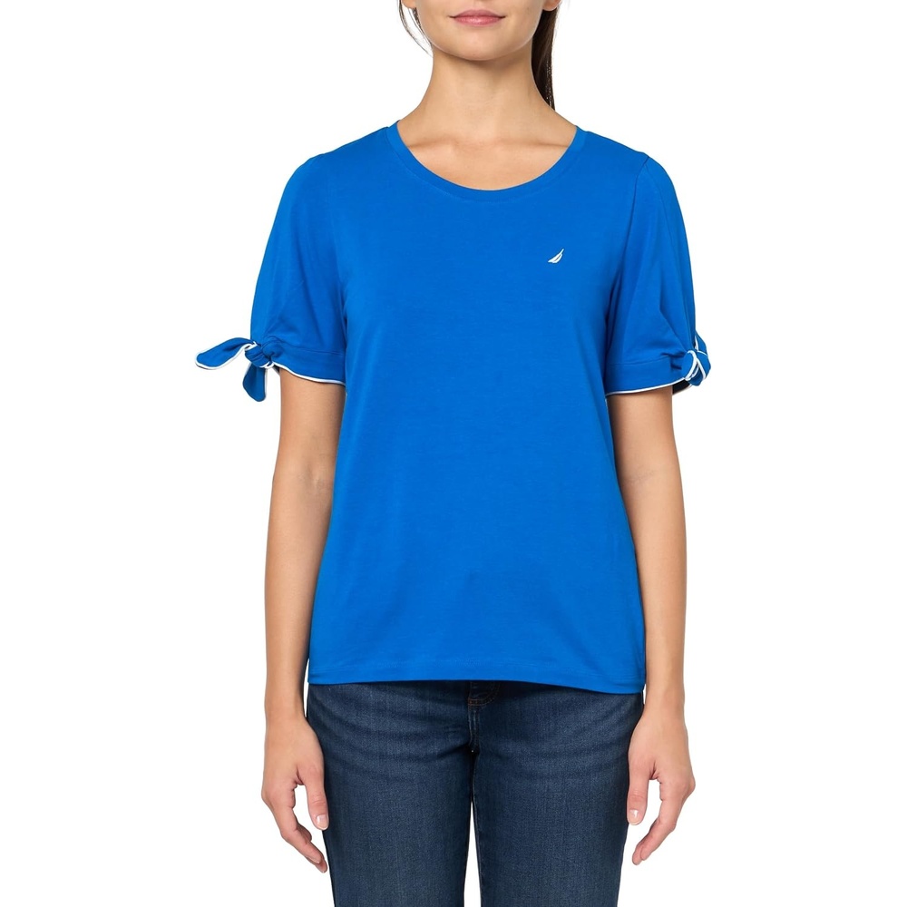 image:imageNautica Womens Short Sleeve Cotton Solid TShirtCerulean