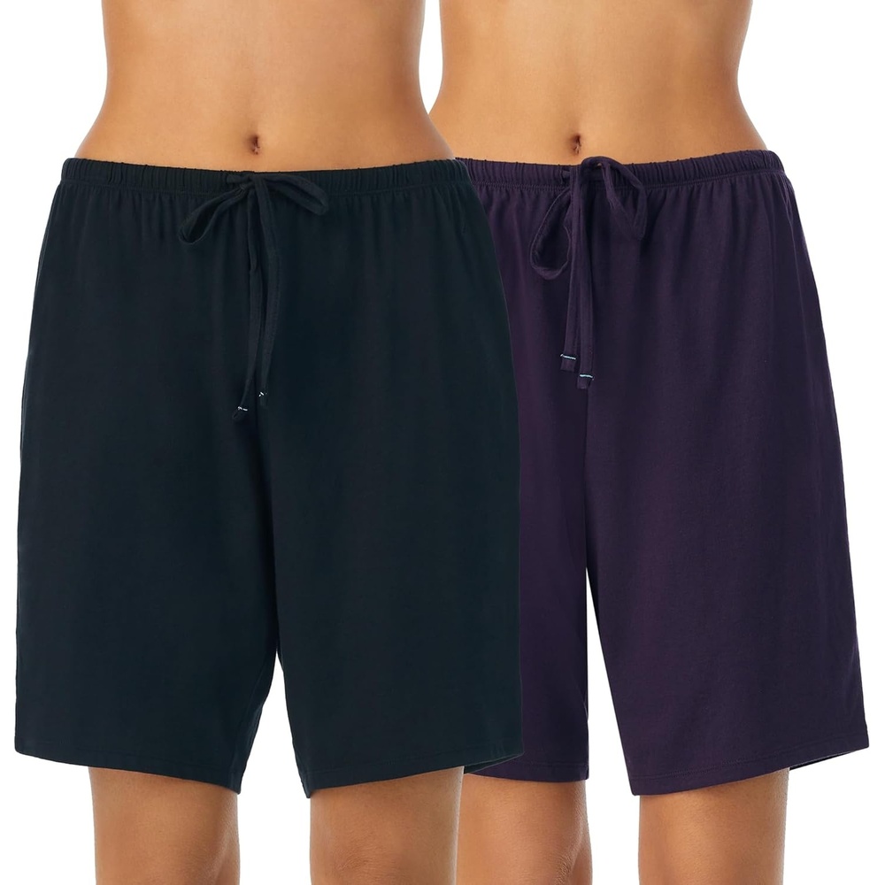 image:imageNautica Womens Sleep Bermuda Shorts Lightweight Breathable Pajama Bottoms Cotton Knit Jersey Sleepwear and Loungewear2 Pack PurpleBlack