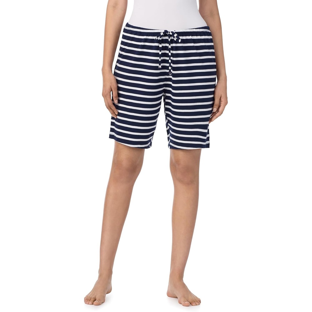 image:imageNautica Womens Sleep Bermuda Shorts Lightweight Breathable Pajama Bottoms Cotton Knit Jersey Sleepwear and LoungewearNavy Stripe