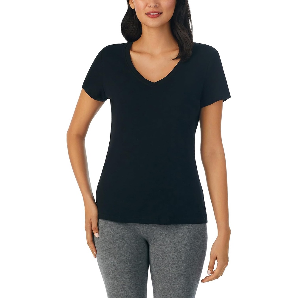 image:imageNautica Womens Sleep Shirt Lightweight Breathable Pajama Top Cotton Knit Jersey VNeck Sleepwear and LoungewearBlack