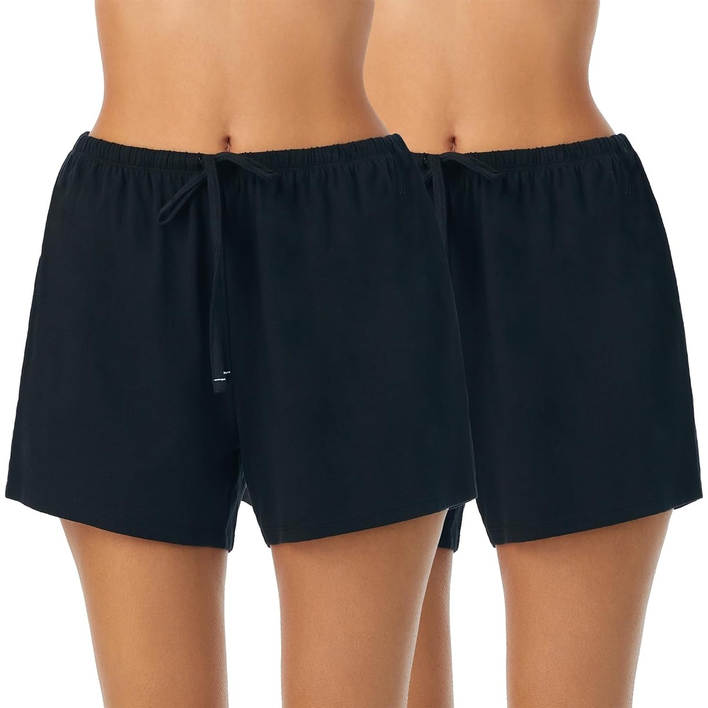 image:imageNautica Womens Sleep Shorts MidThigh Lightweight Breathable Pajama Bottoms Cotton Knit Jersey Sleepwear and Loungewear2 Pack BlackBlack