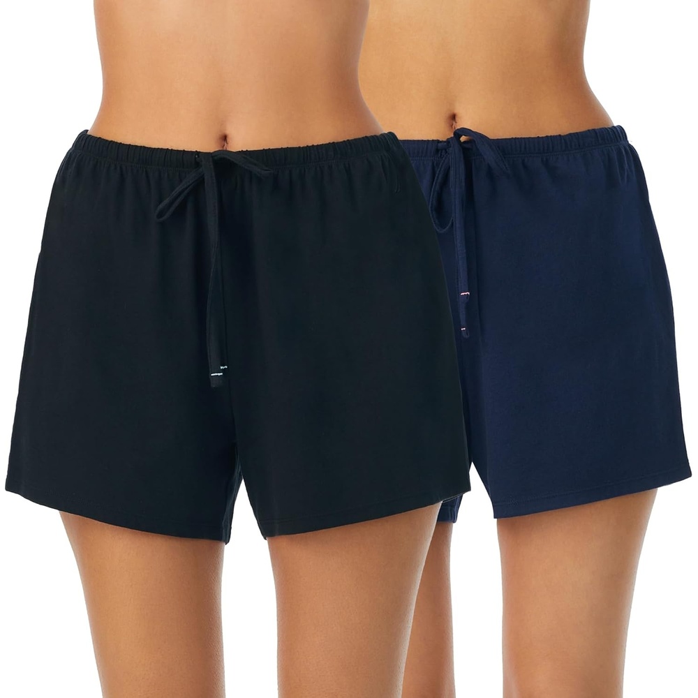 image:imageNautica Womens Sleep Shorts MidThigh Lightweight Breathable Pajama Bottoms Cotton Knit Jersey Sleepwear and Loungewear2 Pack NavyBlack