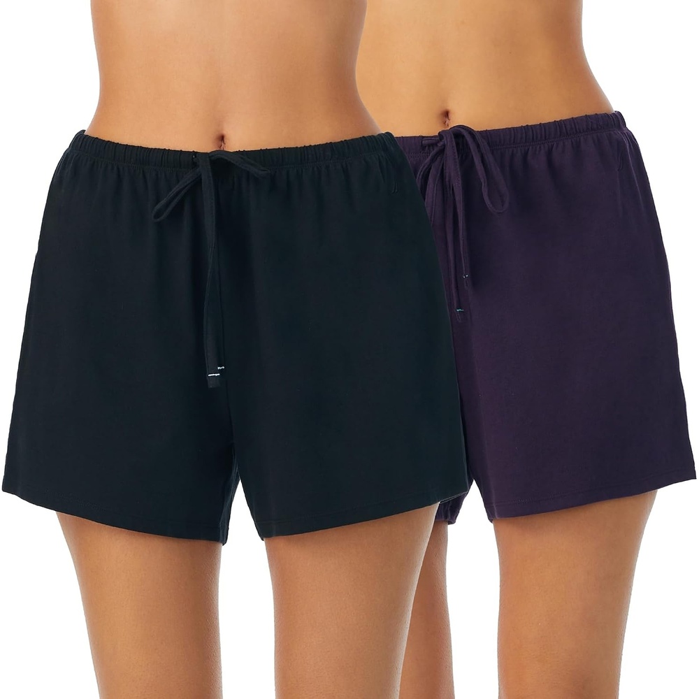 image:imageNautica Womens Sleep Shorts MidThigh Lightweight Breathable Pajama Bottoms Cotton Knit Jersey Sleepwear and Loungewear2 Pack PurpleBlack