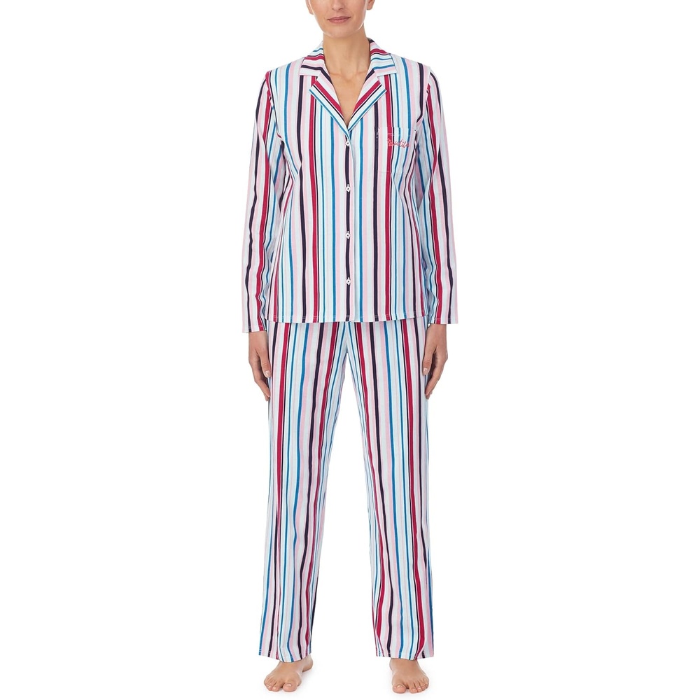 image:imageNautica Womens Sleepwear Long Sleeve Button Down Shirt and Pant 2Piece Pajama SetMulticolored