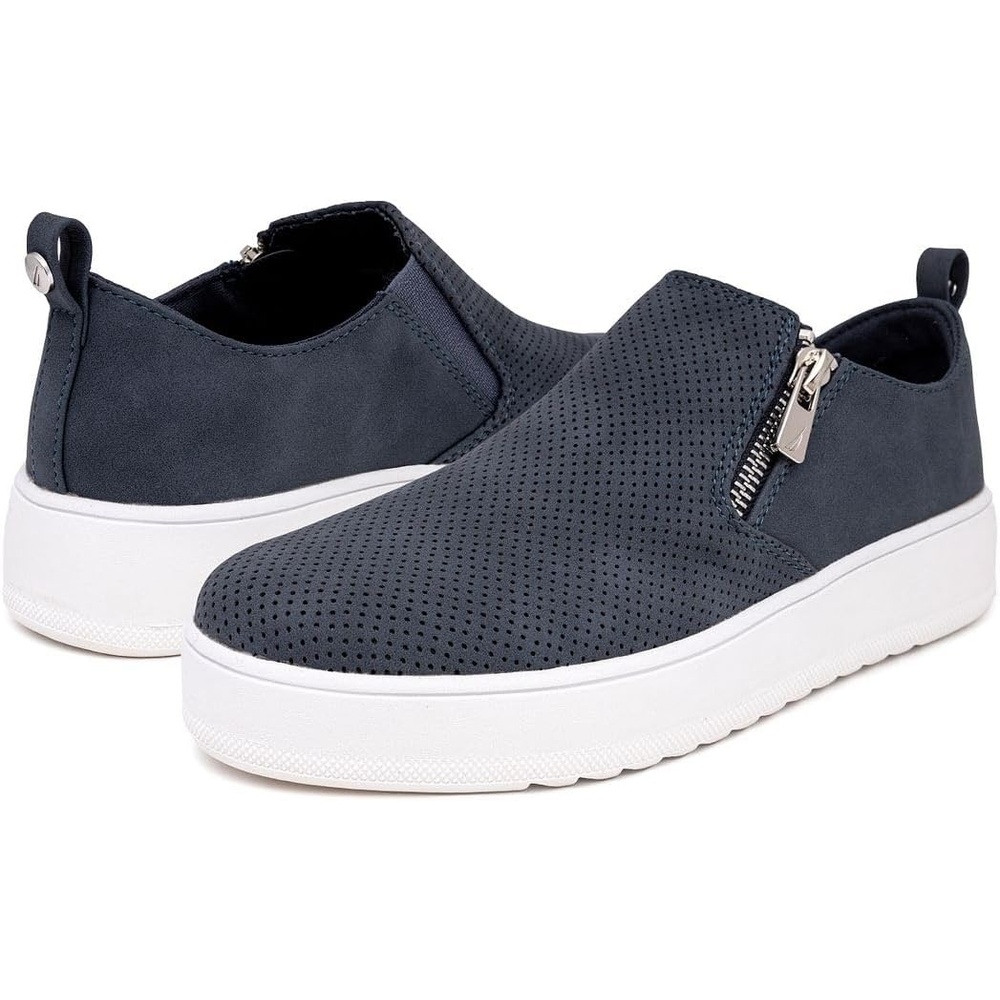 image:imageNautica Womens SlipOn Fashion Sneakers with Side Zipper Comfortable LowTop Walking Shoes for Casual Everyday WearNavy