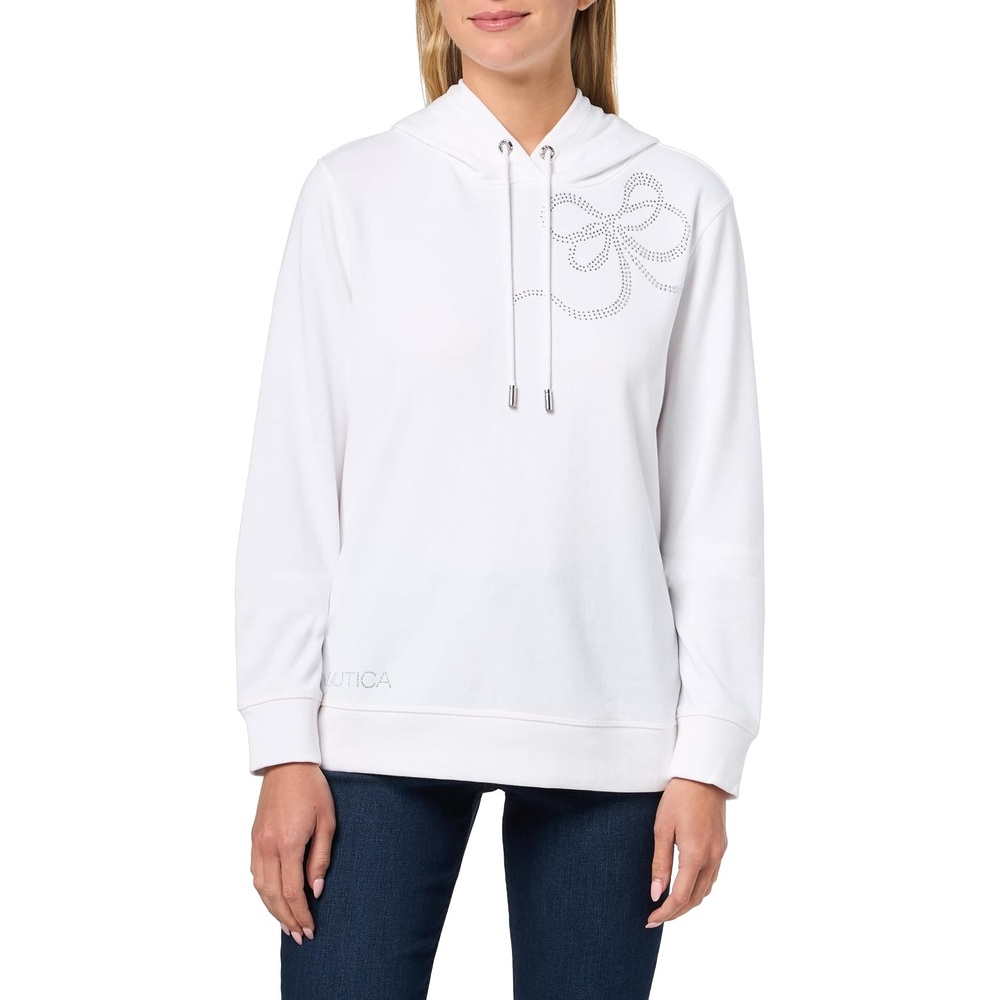 image:imageNautica Womens Solid Hoodie Pullover SweatshirtBright White