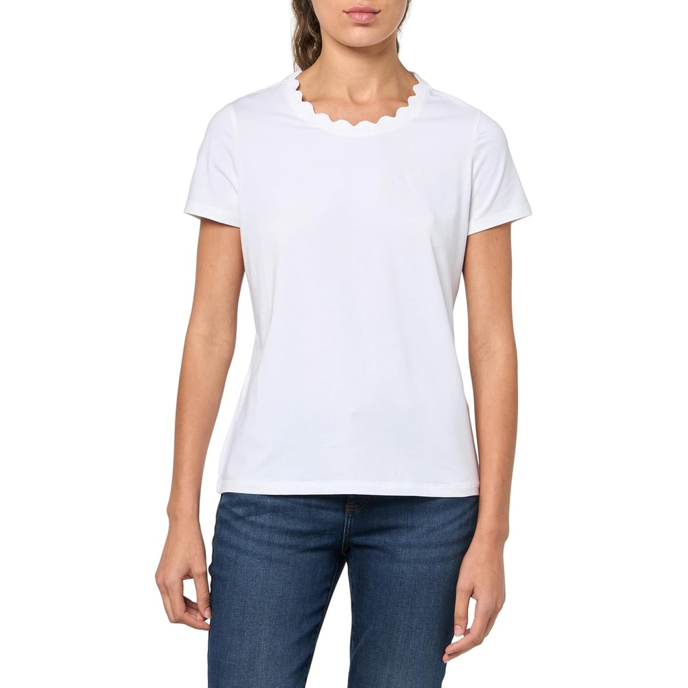 image:imageNautica Womens Solid Short Sleeve Crew Neckline TShirtBright White