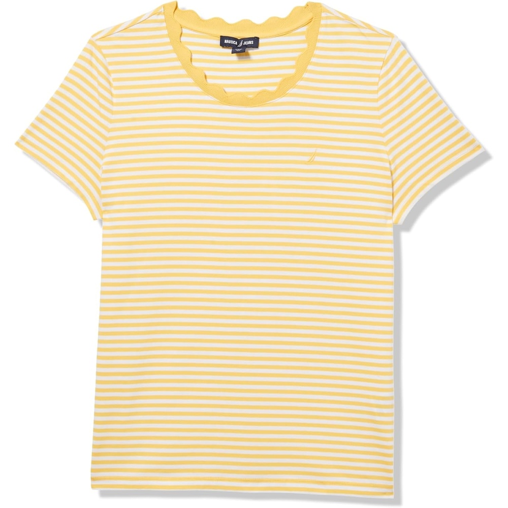 image:imageNautica Womens Solid Short Sleeve Crew Neckline TShirtSnapdragonIvory