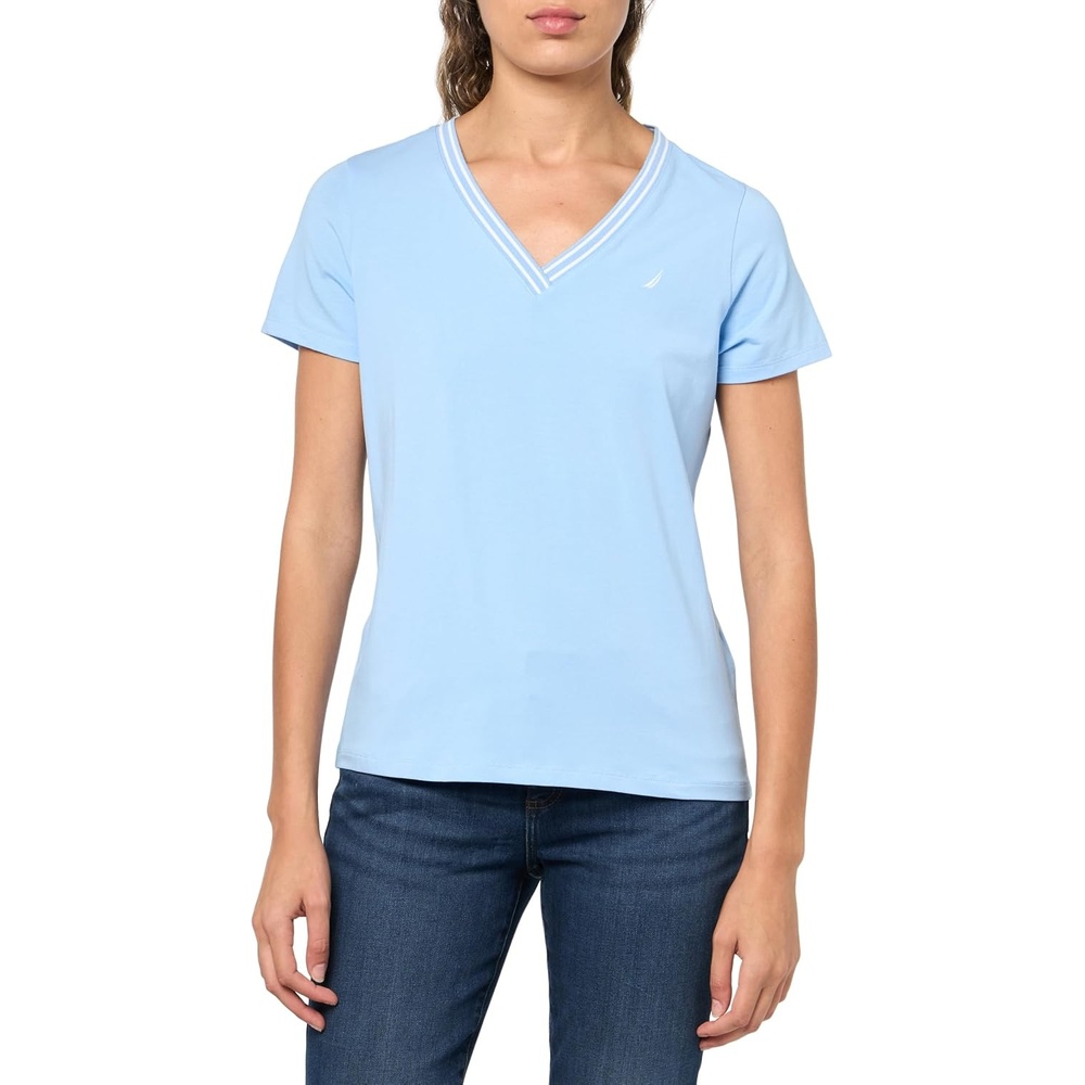 image:imageNautica Womens Solid VNeck Short Sleeve TShirtBreeze