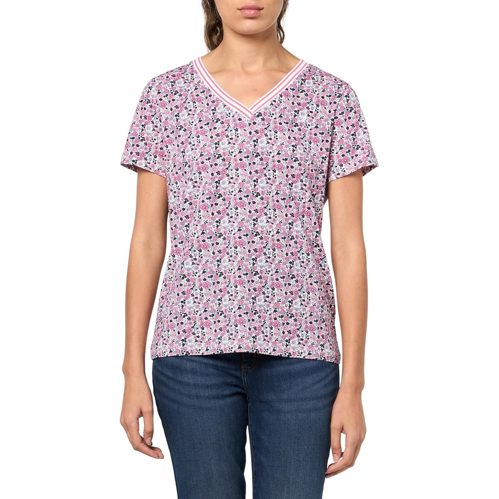 image:imageNautica Womens Solid VNeck Short Sleeve TShirtCamilla Rose Multi