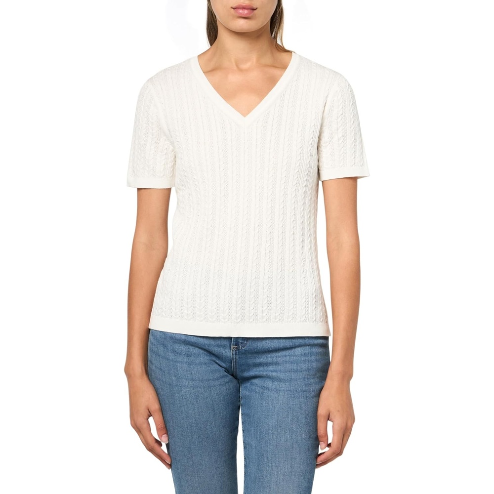image:imageNautica Womens Solid VNeck Short Sleeve TShirtIvory
