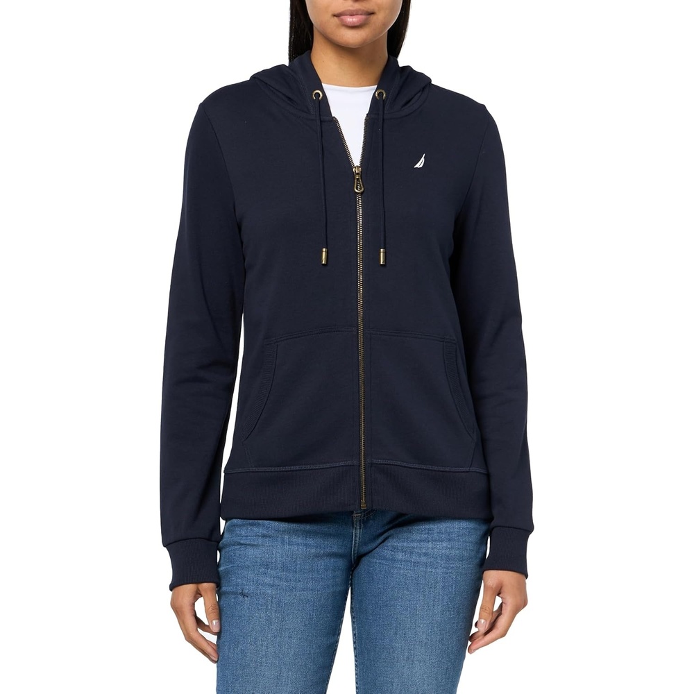 image:imageNautica Womens Solid Zipper Long Sleeve Hoodie SweatshirtNight Sky
