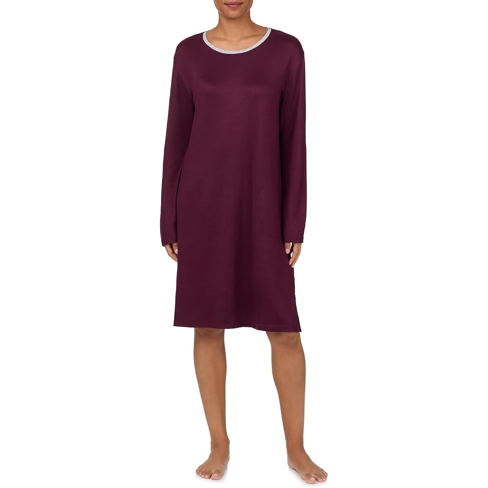 image:imageNautica Womens UltaSoft Sleepwear amp Loungewear  Long Sleeve Sweater Knit Lightweight amp Cozy Nightgown Lounge DressBurgundy