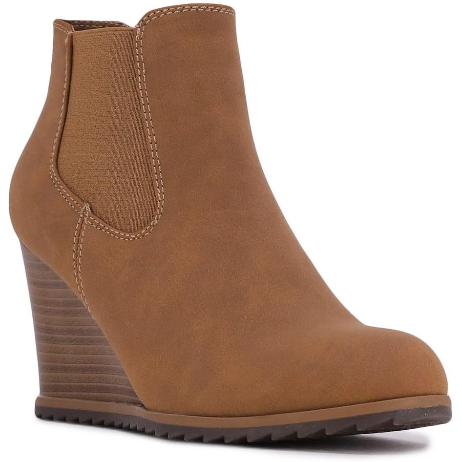 image:imageNautica Womens Wedge Boot Casual Fashion High Heel SlipOn Ankle BootiesTan Maala
